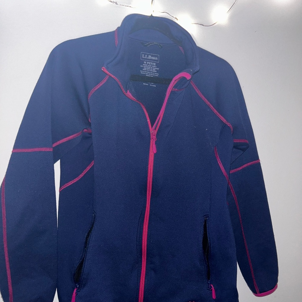 L.L. Bean Women's Navy Jacket with Pink Trim